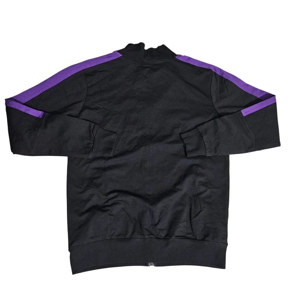 Adidas Originals Track Jacket Youth Large Black Purple Trefoil Full Zip